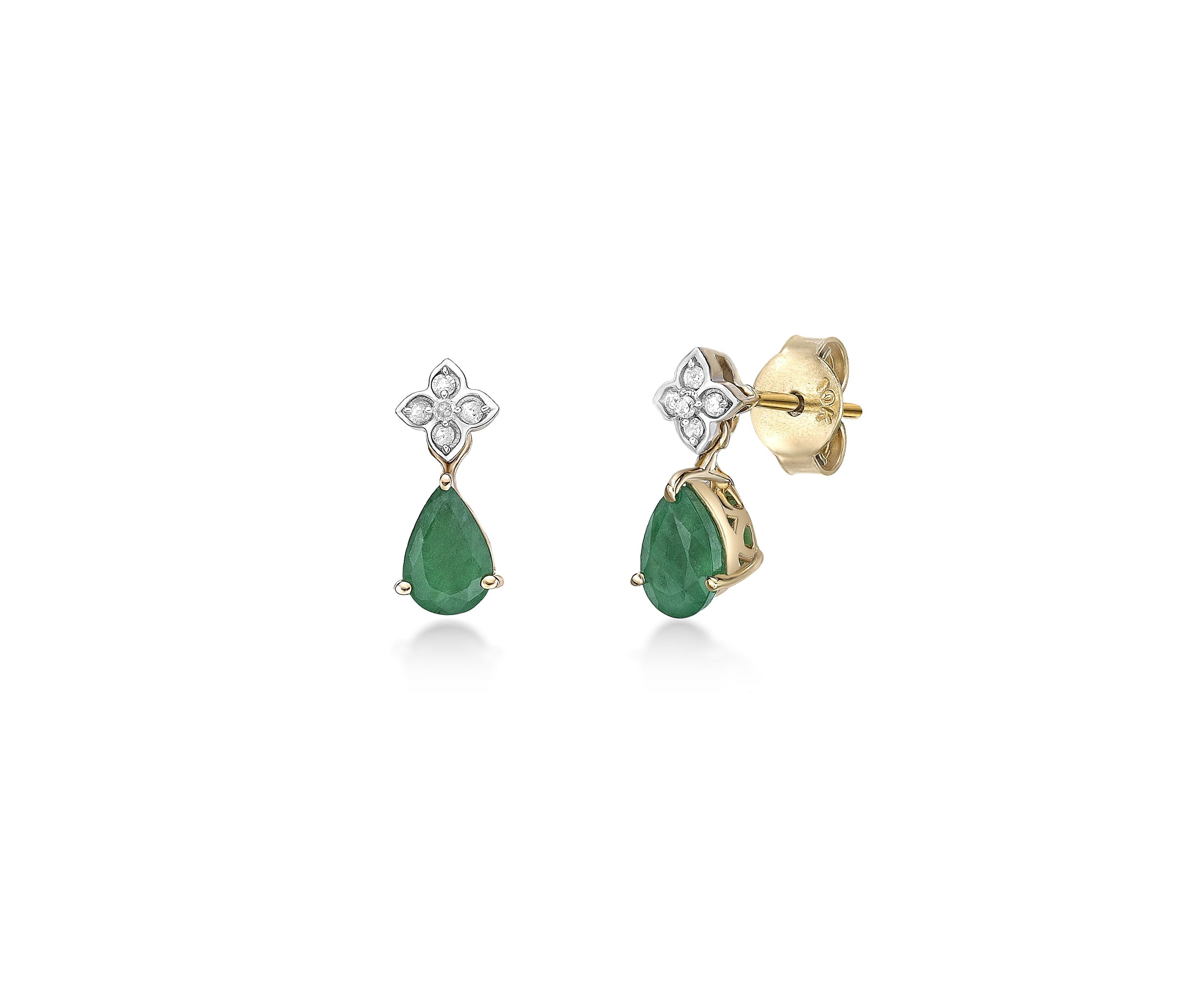 9/10 ct. t.w. Emerald and Diamond Accent Earrings in 10K Gold