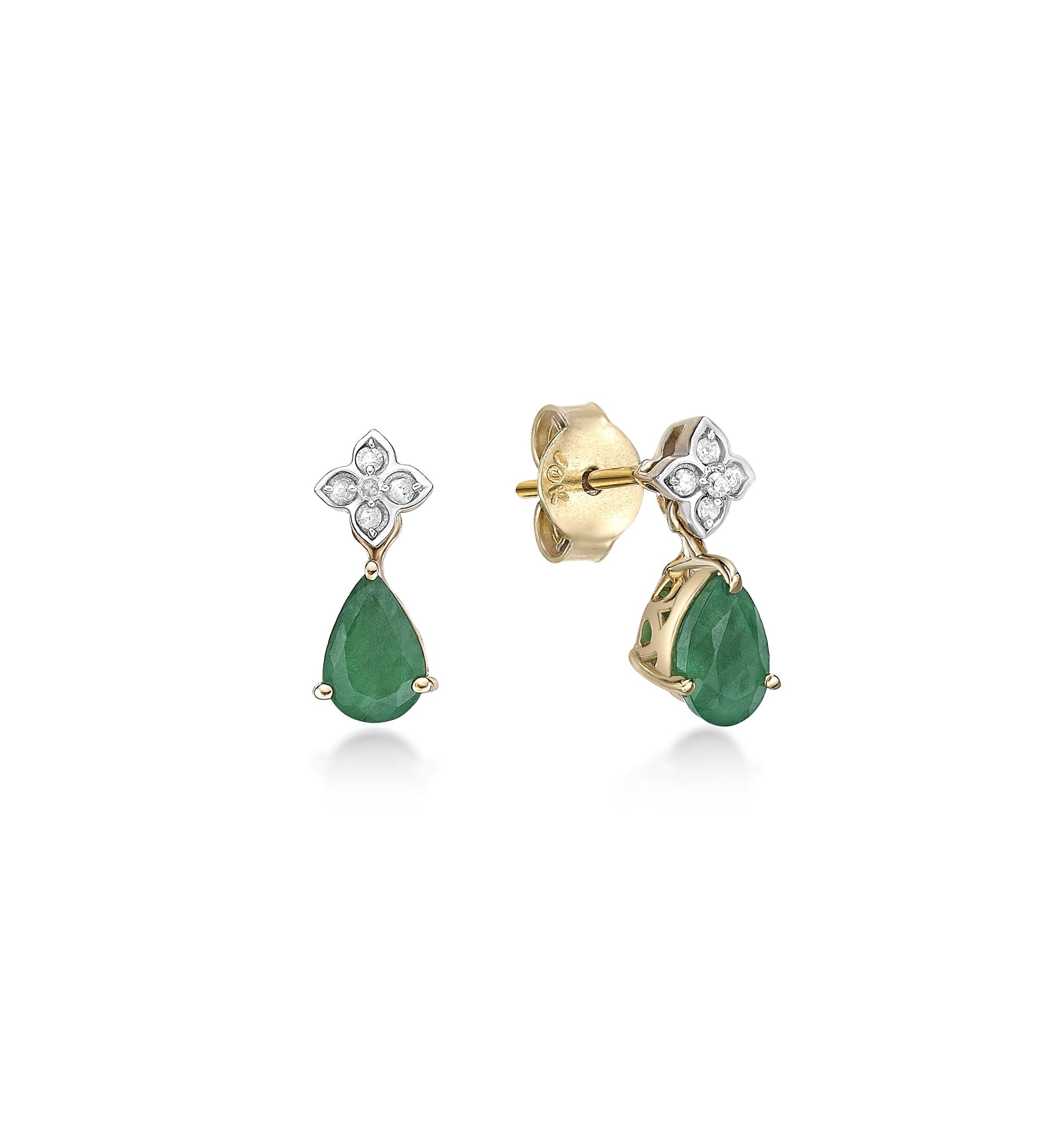 9/10 ct. t.w. Emerald and Diamond Accent Earrings in 10K Gold