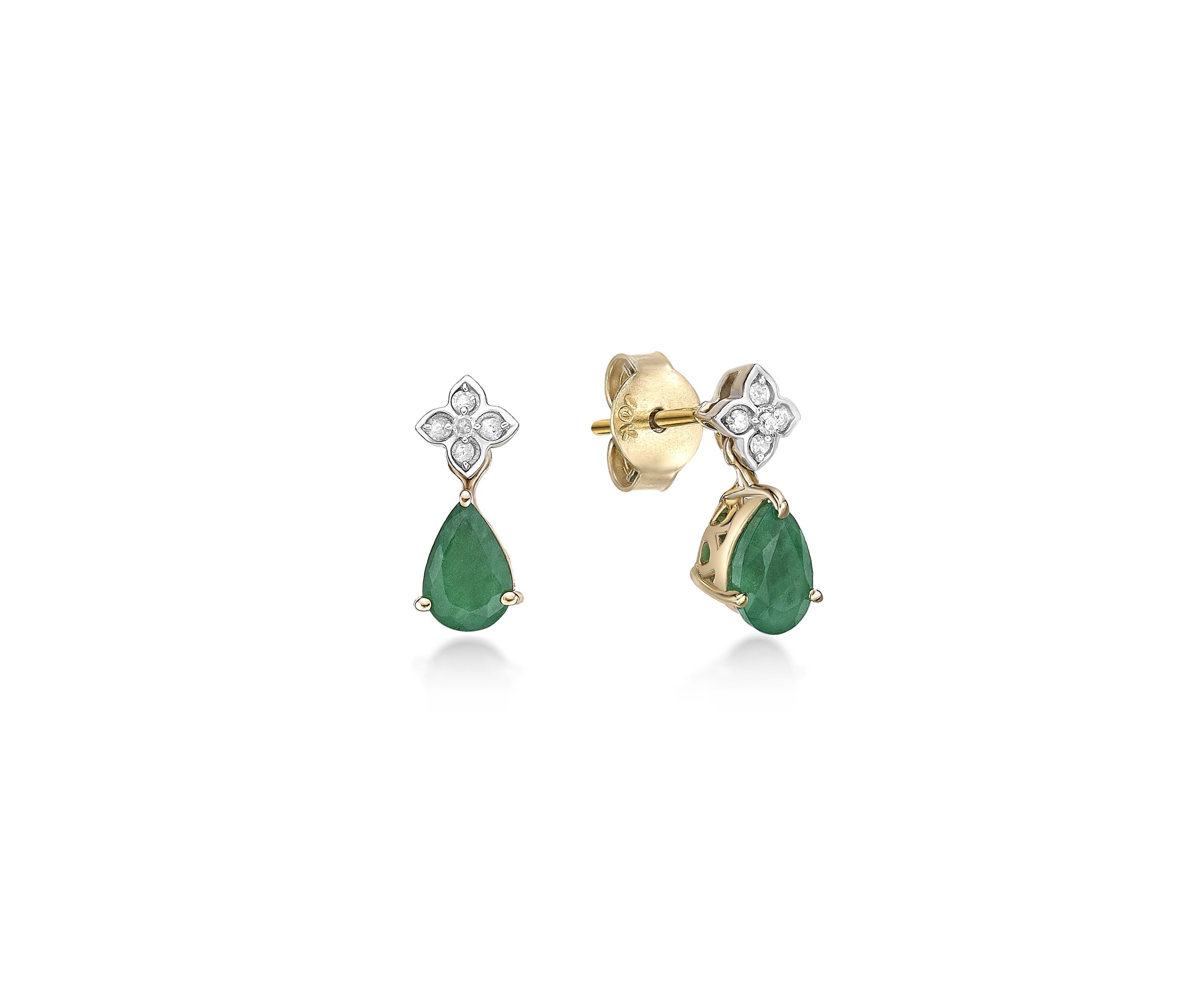 9/10 ct. t.w. Emerald and Diamond Accent Earrings in 10K Gold