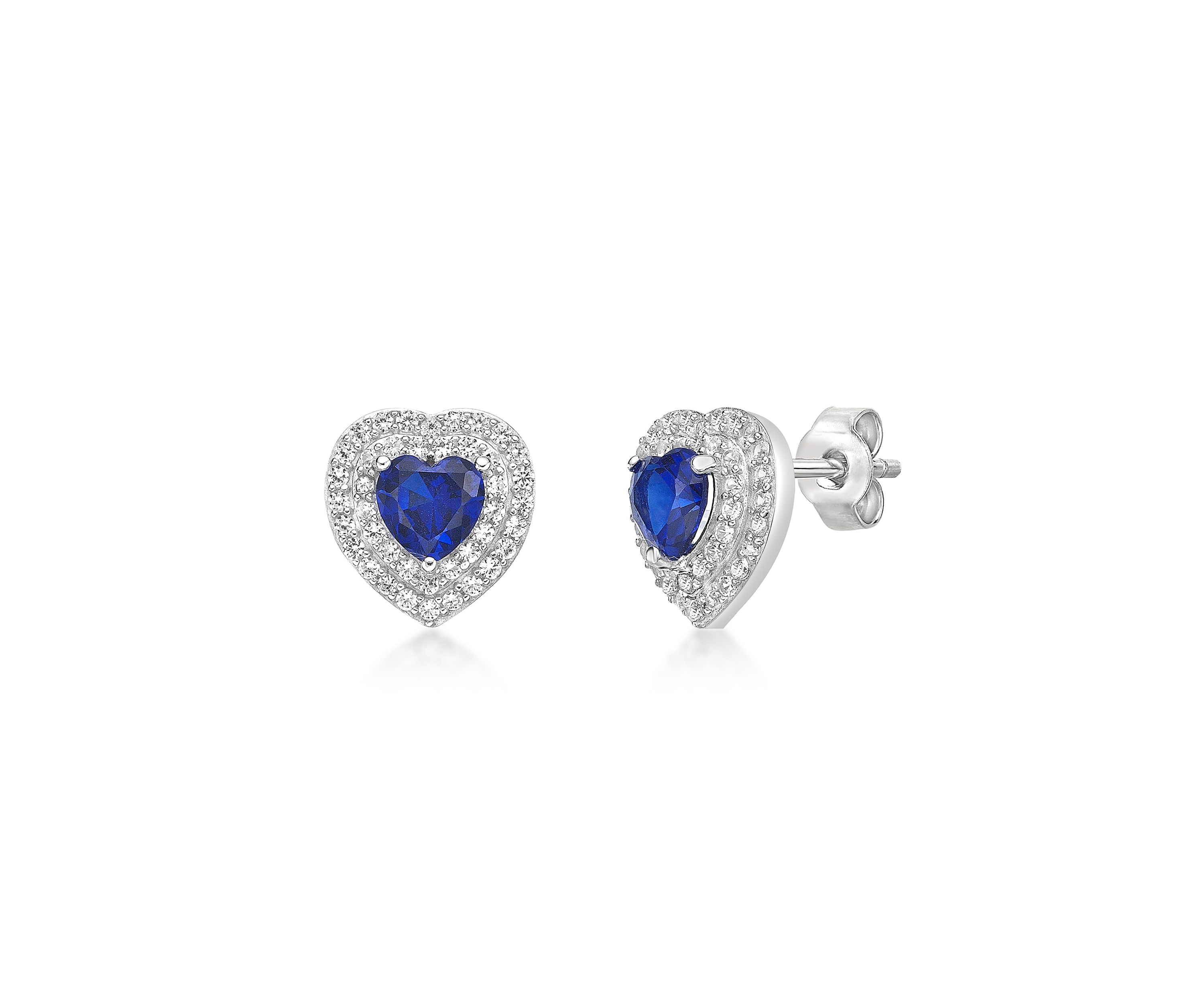 Lab Created 2 ct. t.w. Created Sapphire and Created White Sapphire Earrings in Sterling Silver