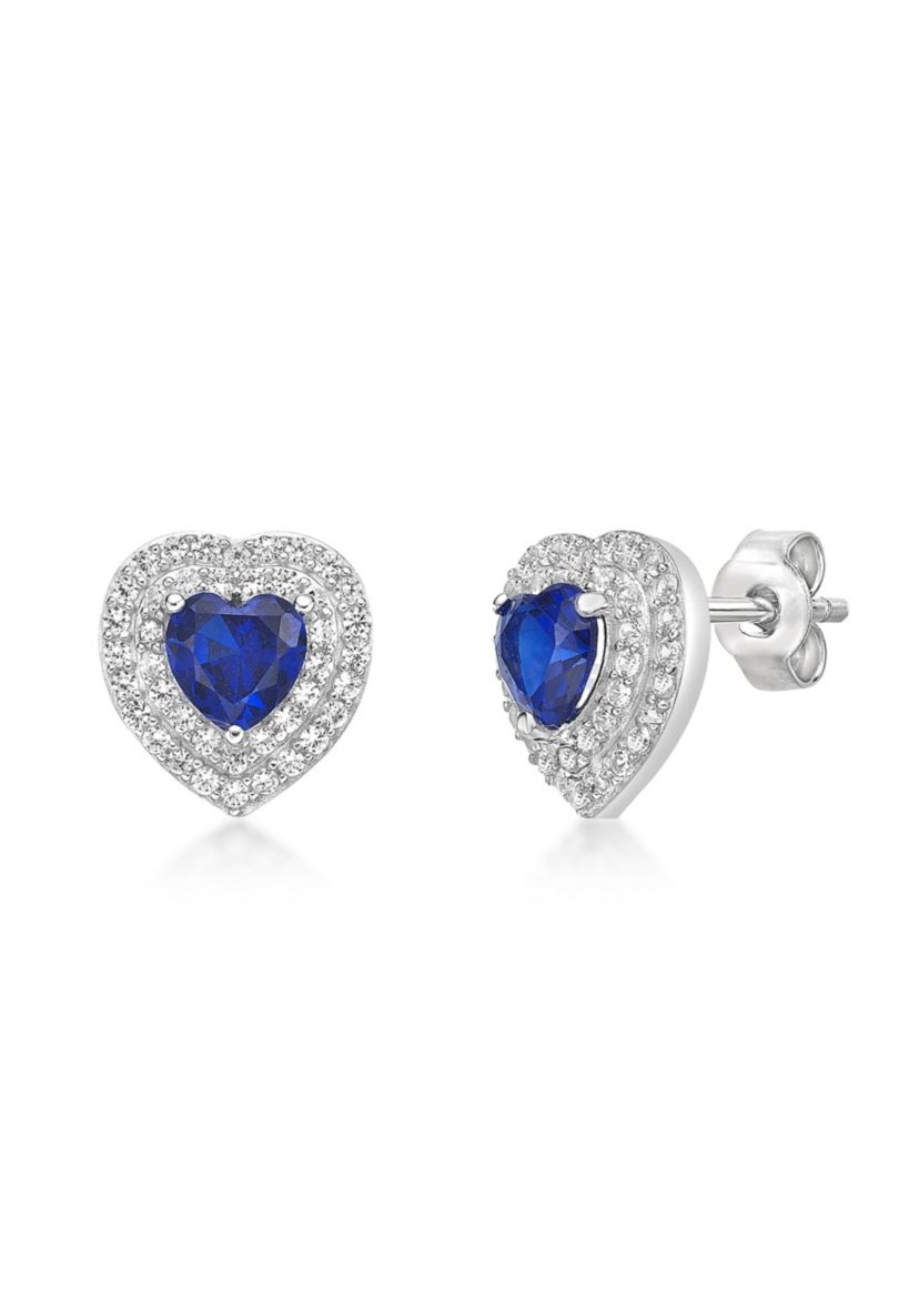 Lab Created 2 ct. t.w. Created Sapphire and Created White Sapphire Earrings in Sterling Silver