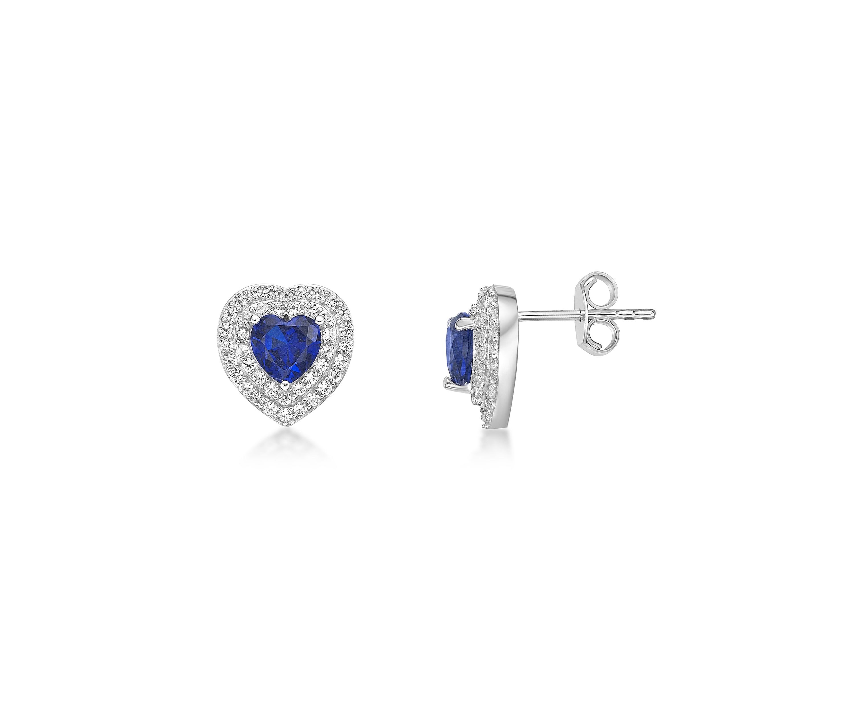 Lab Created 2 ct. t.w. Created Sapphire and Created White Sapphire Earrings in Sterling Silver