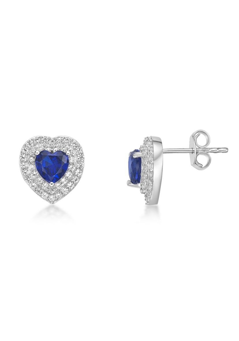 Lab Created 2 ct. t.w. Created Sapphire and Created White Sapphire Earrings in Sterling Silver
