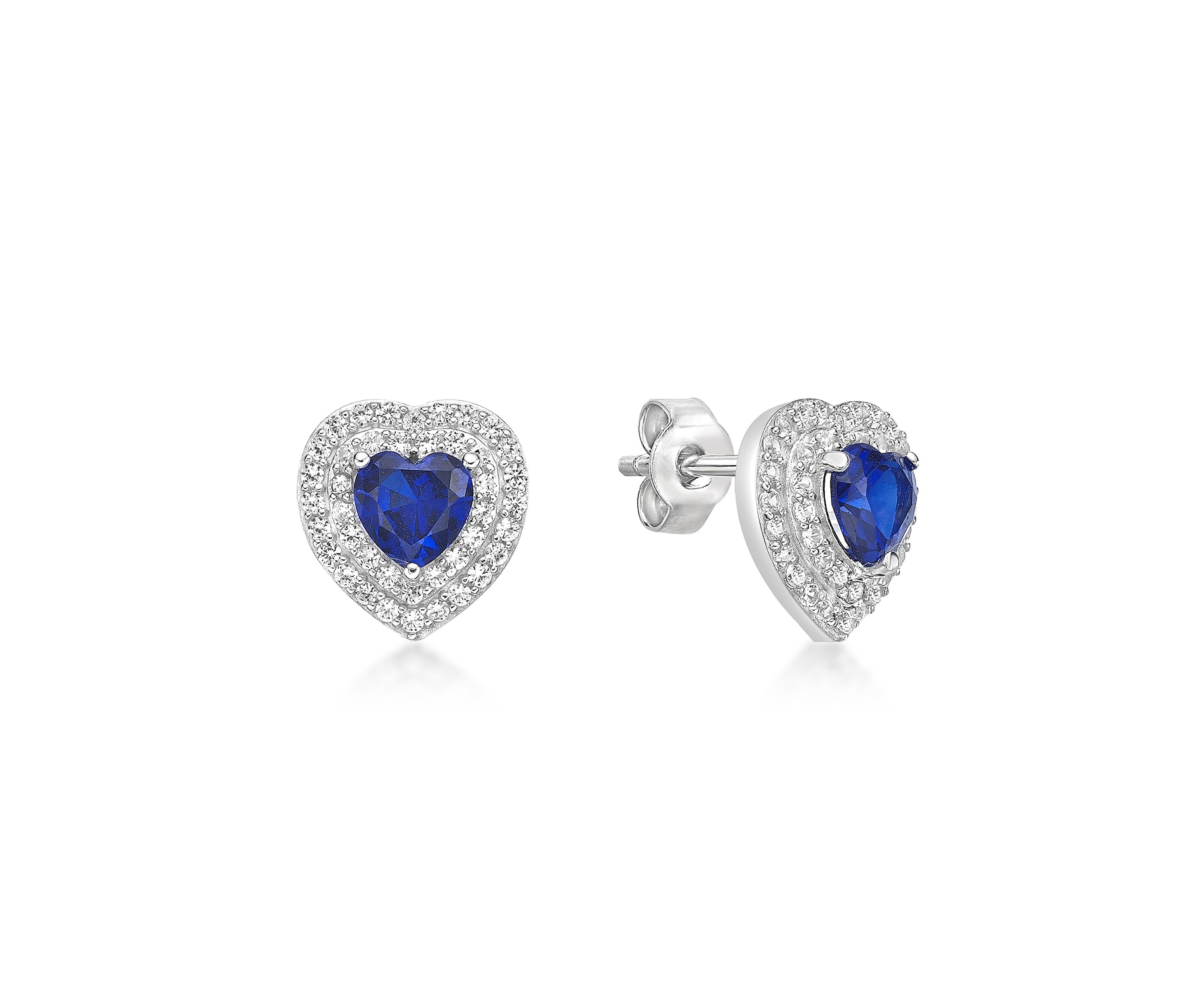 Lab Created 2 ct. t.w. Created Sapphire and Created White Sapphire Earrings in Sterling Silver