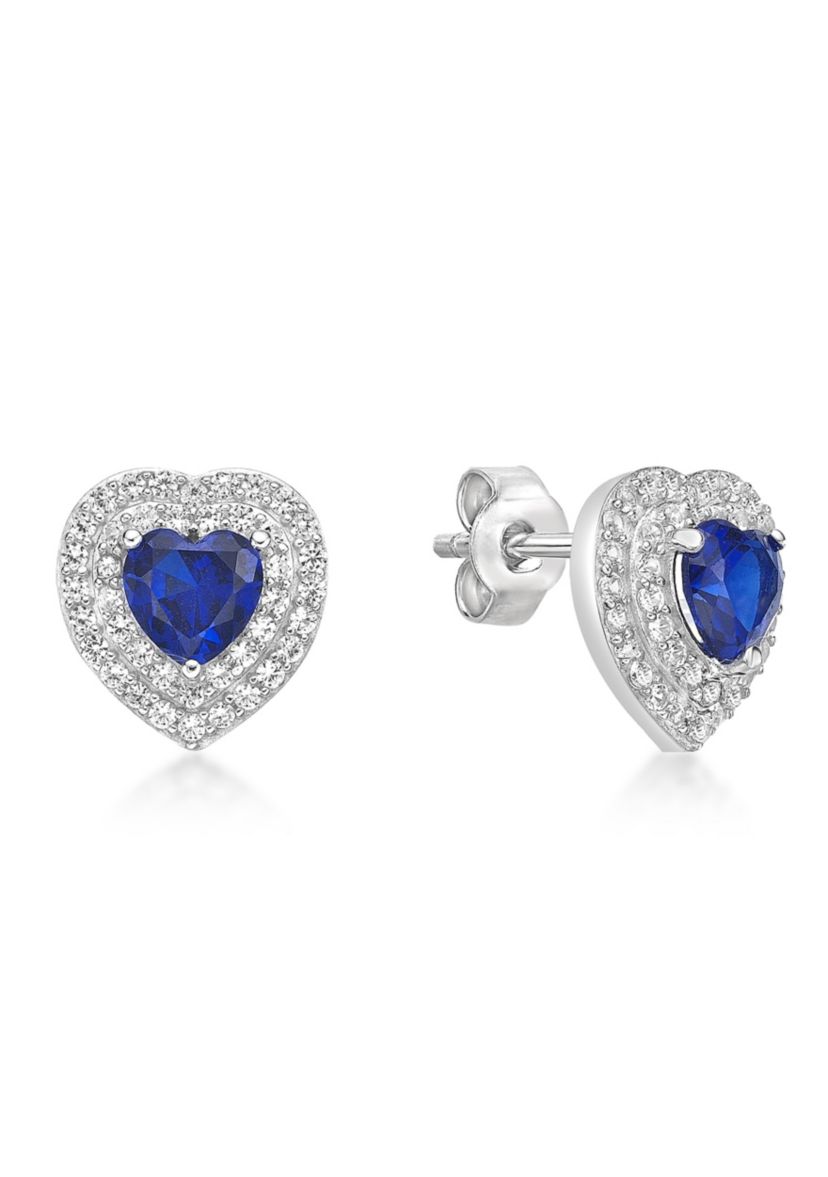 Lab Created 2 ct. t.w. Created Sapphire and Created White Sapphire Earrings in Sterling Silver