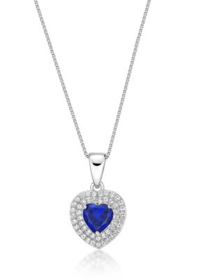Gemminded Lab Created 1 ct. t.w. Created Sapphire and Created White Sapphire Pendant in Sterling Silver
