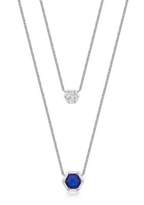 Gemminded Lab Created 1 ct. t.w. Created Sapphire and Created White Sapphire Pendant in Sterling Silver