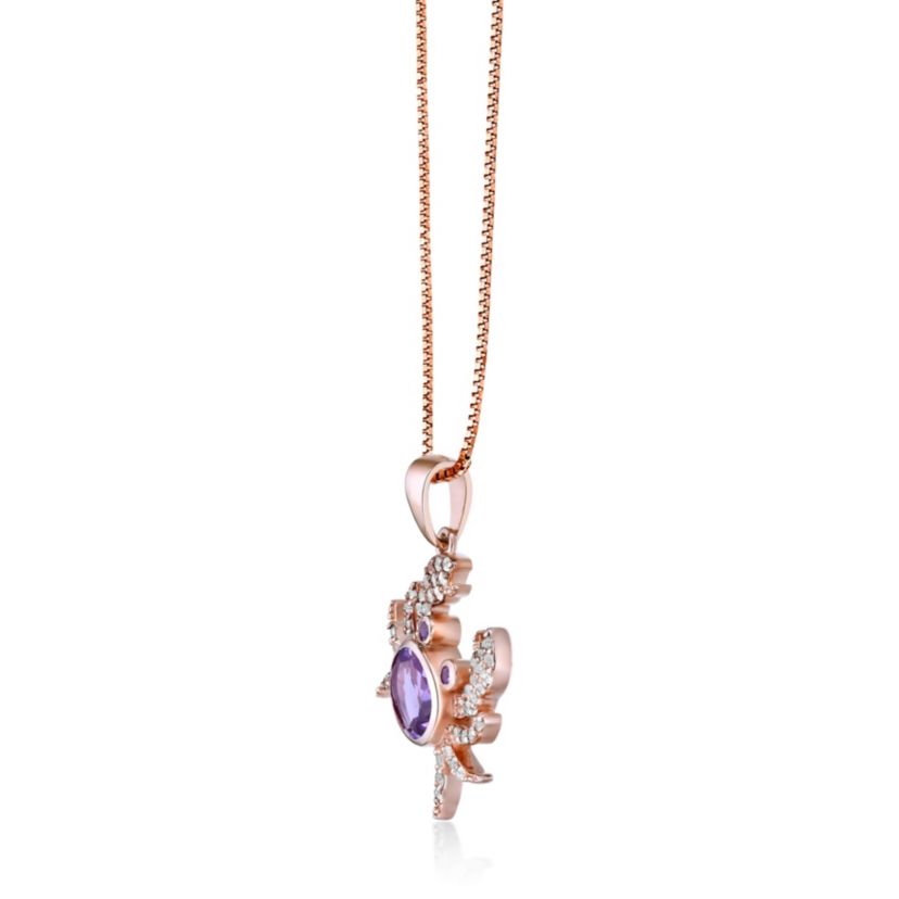 Gold Over Silver Amethyst and White Topaz Crab Pendant Necklace