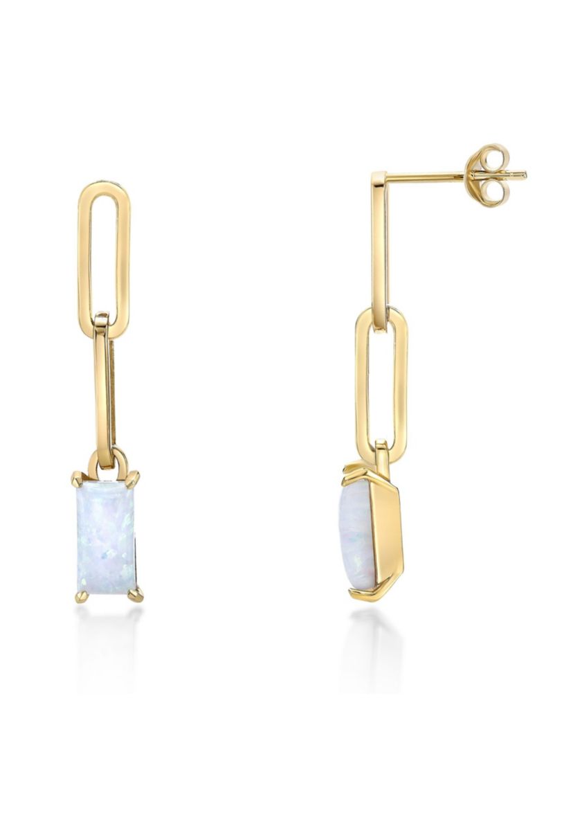 Lab Created 1.5 ct. t.w. Lab-created Opal Drop Earrings in Gold Plated Sterling Silver