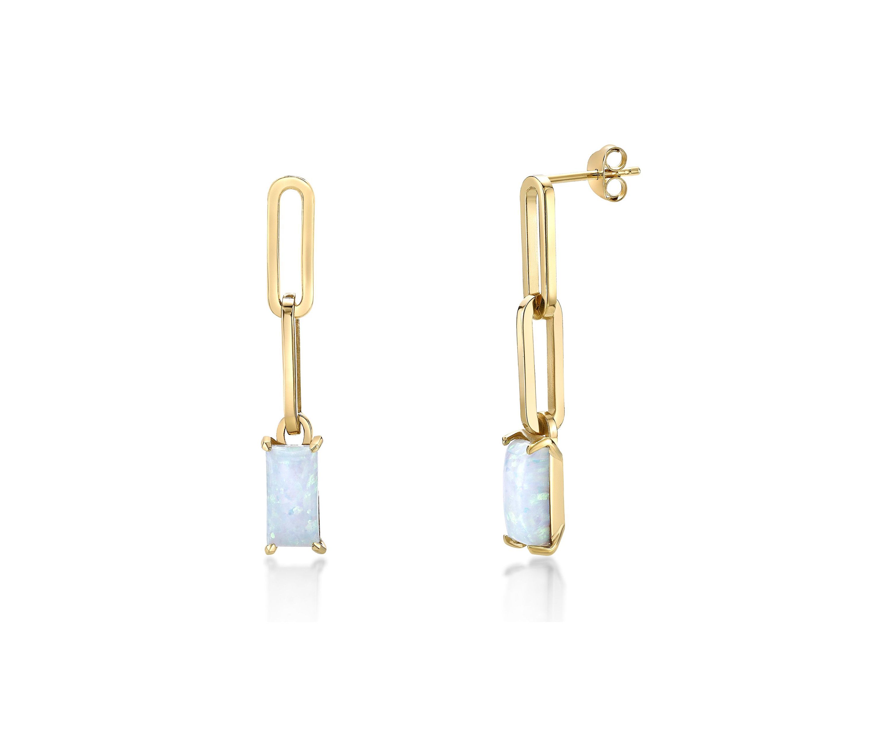 Lab Created 1.5 ct. t.w. Lab-created Opal Drop Earrings in Gold Plated Sterling Silver