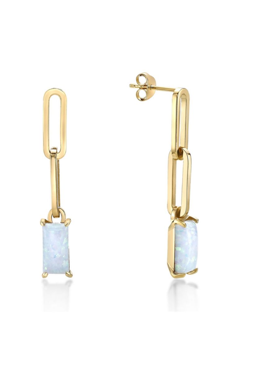 Lab Created 1.5 ct. t.w. Lab-created Opal Drop Earrings in Gold Plated Sterling Silver