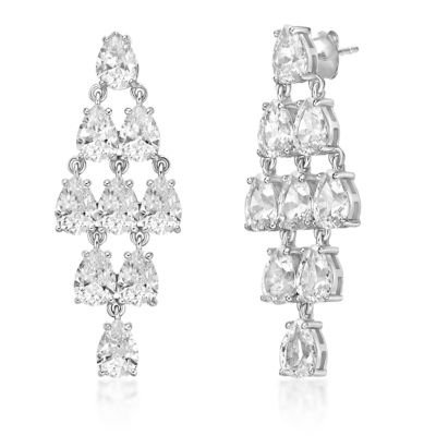 Gemminded Lab Created 13 1/2 ct. t.w. White Sapphire Drop Earrings in Sterling Silver