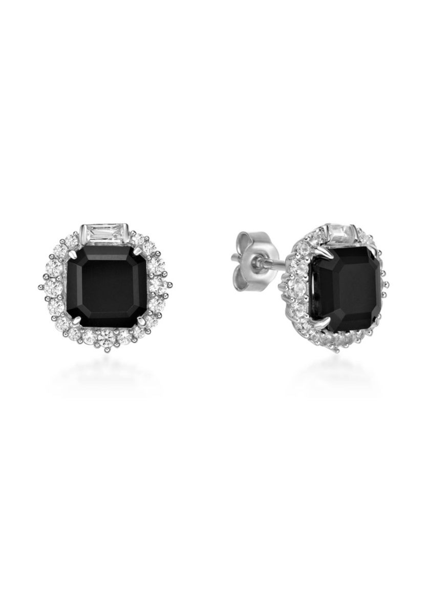 3 ct. t.w.Black Onyx and 1/5 ct. t.w. Created White Sapphire Earrings in Sterling Silver