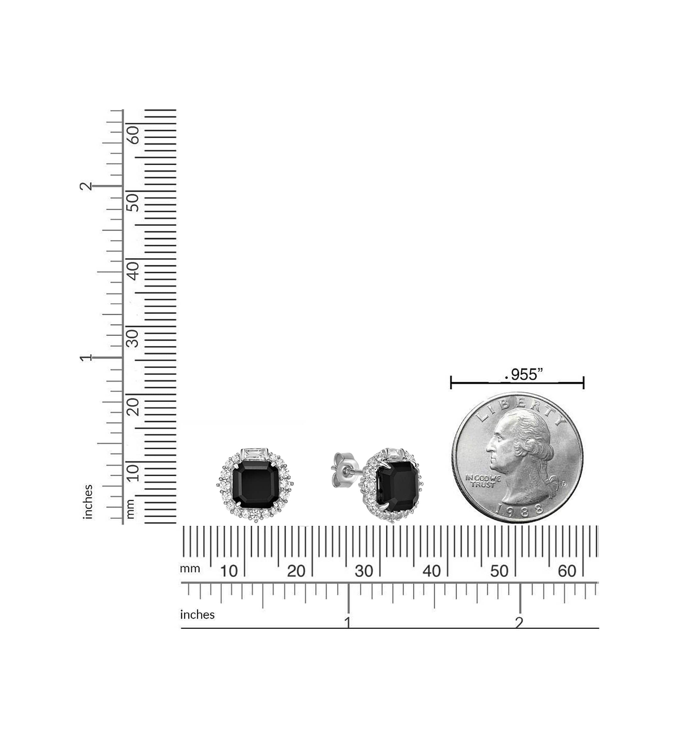 3 ct. t.w.Black Onyx and 1/5 ct. t.w. Created White Sapphire Earrings in Sterling Silver