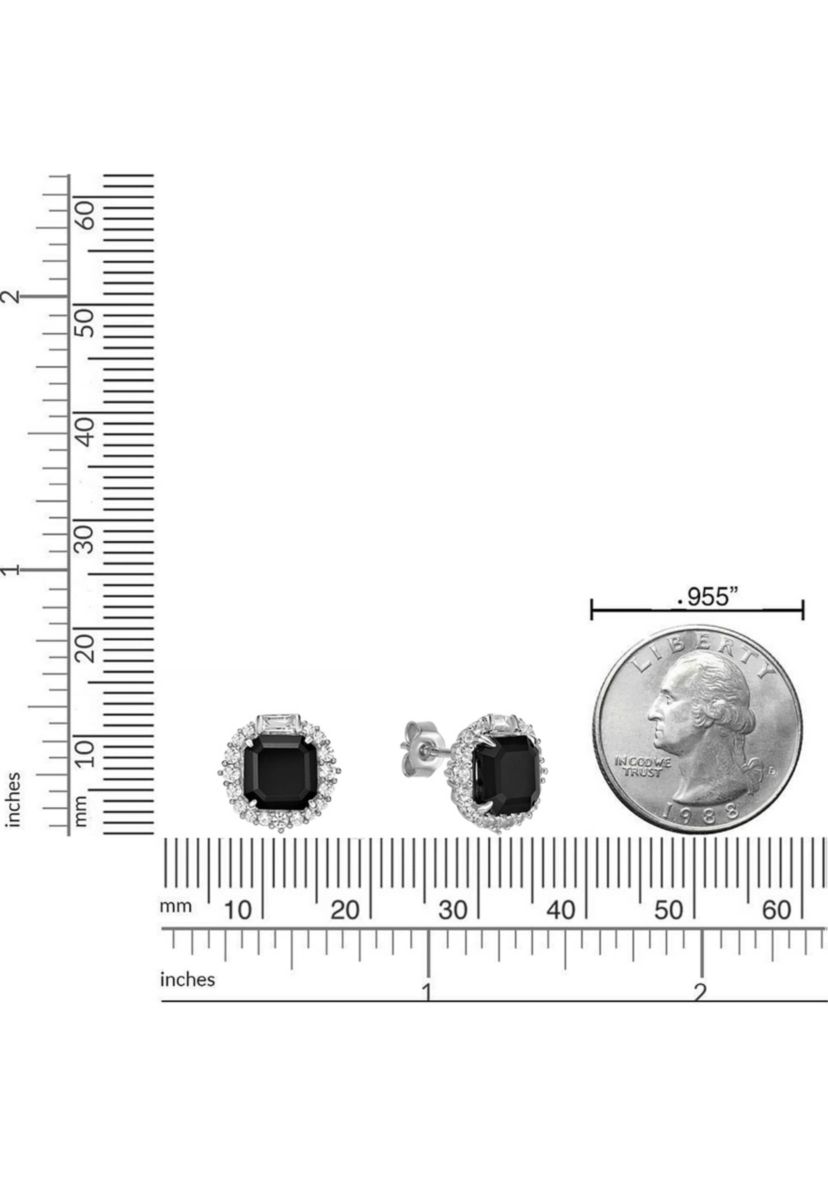 3 ct. t.w.Black Onyx and 1/5 ct. t.w. Created White Sapphire Earrings in Sterling Silver