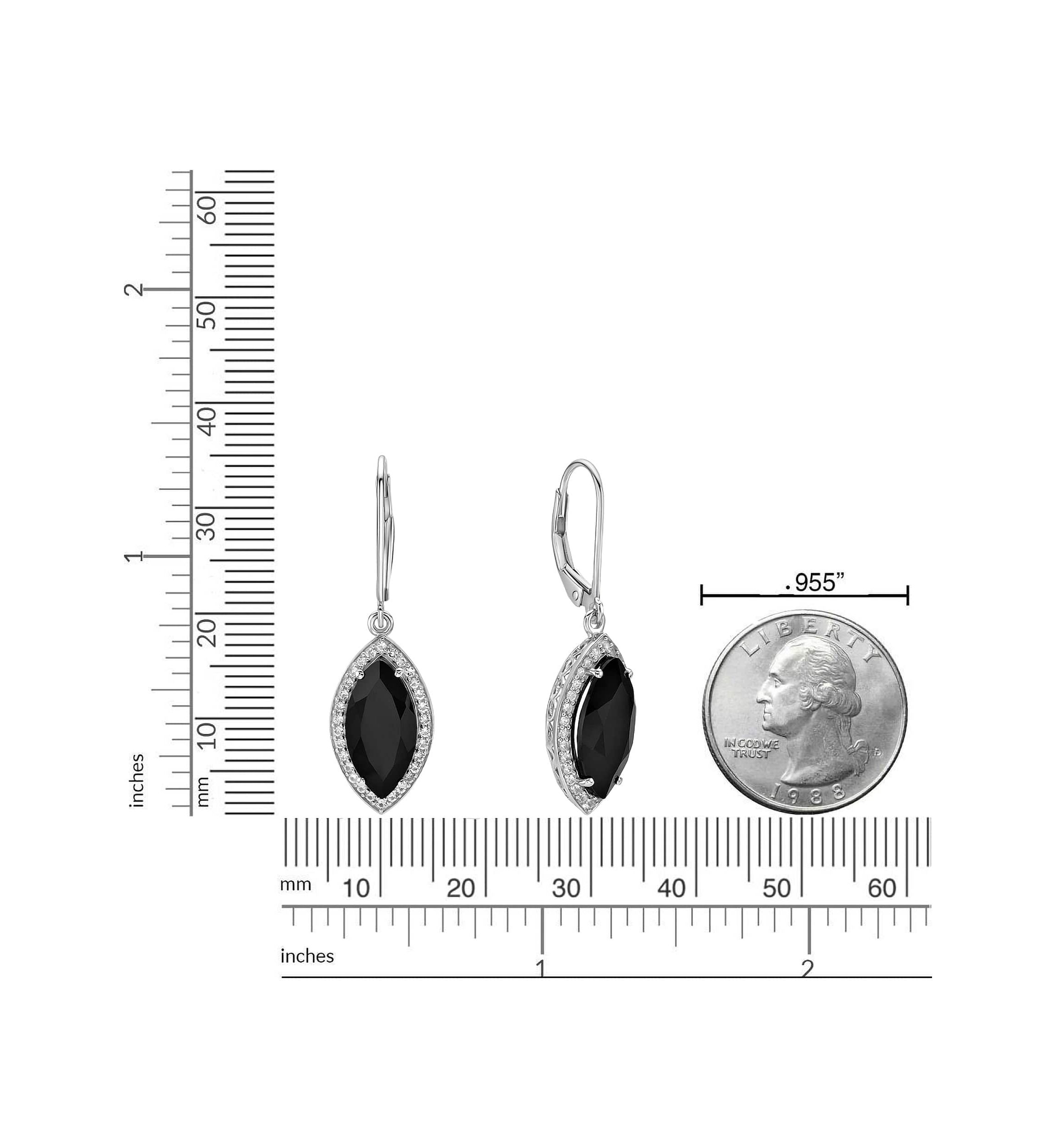 2 7/8 ct. t.w. Black Onyx and 5/8 ct. t.w. Created Whire Sapphire Earrings in Sterling Silver