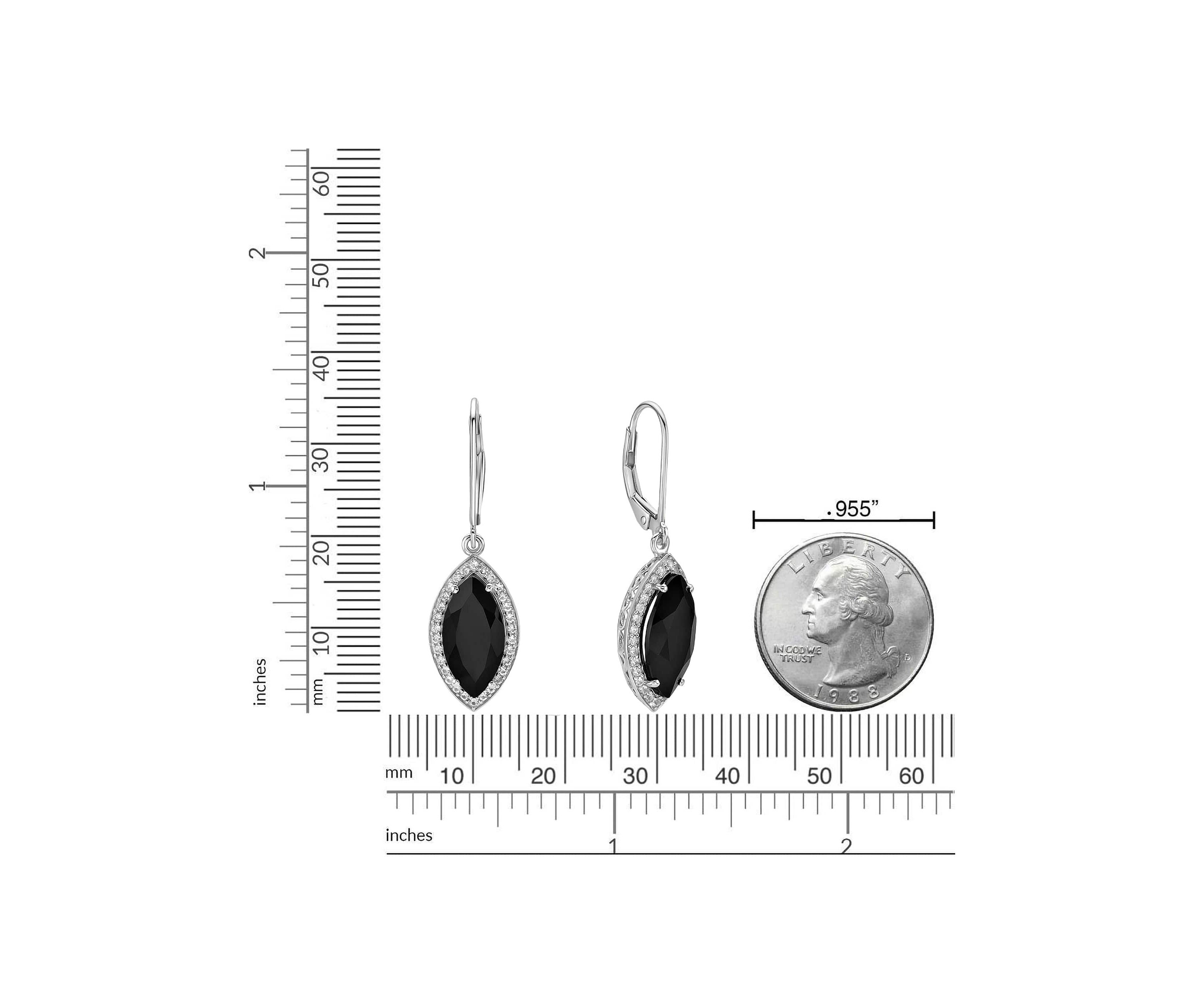 2 7/8 ct. t.w. Black Onyx and 5/8 ct. t.w. Created Whire Sapphire Earrings in Sterling Silver