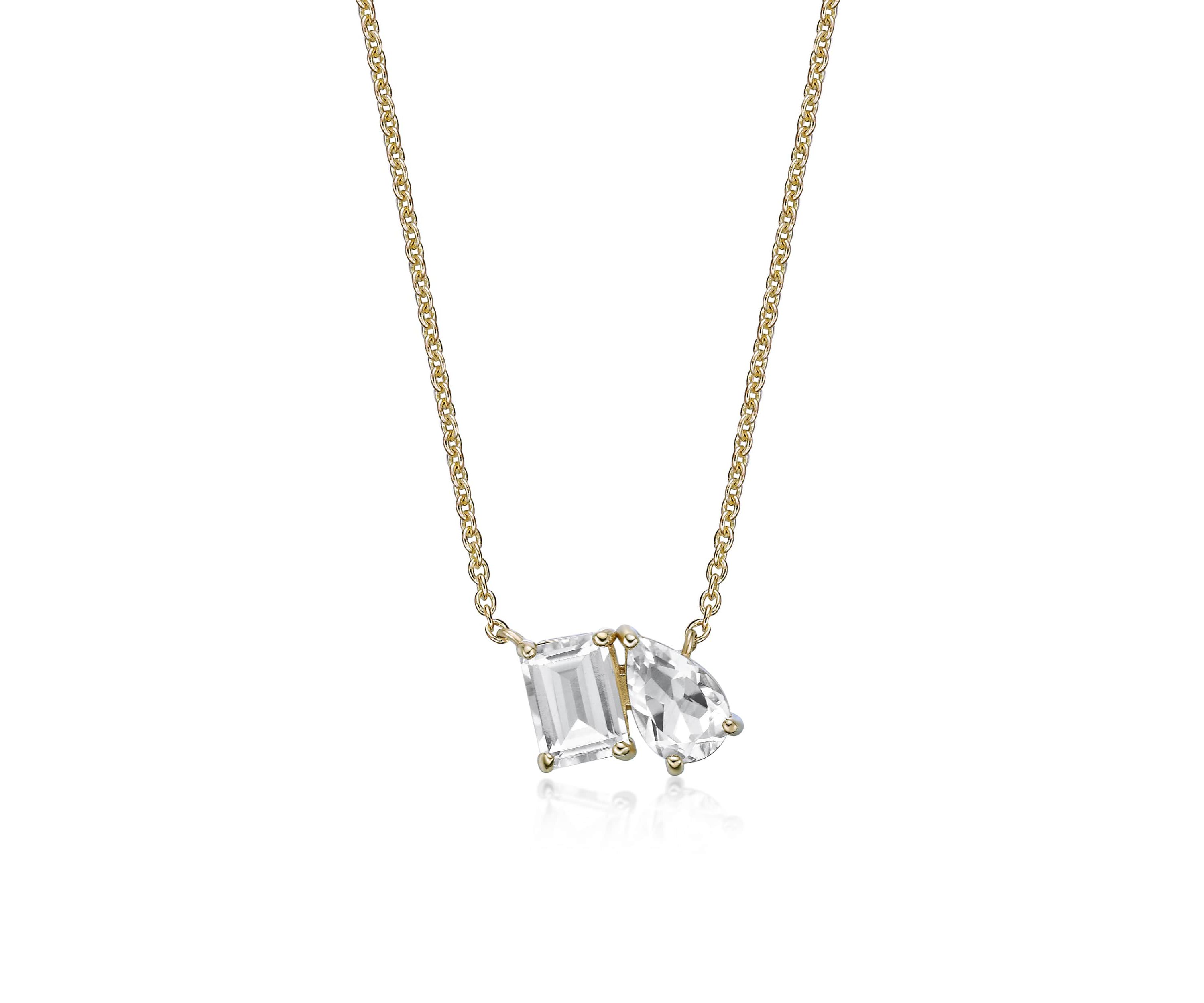 2 1/10 ct. t.w. White Topaz Pendant Necklace in 2 Micron Gold Plated Sterling Silver