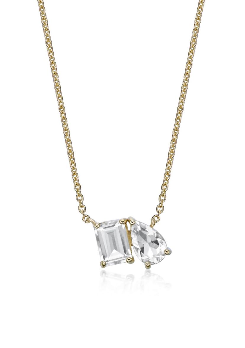 2 1/10 ct. t.w. White Topaz Pendant Necklace in 2 Micron Gold Plated Sterling Silver