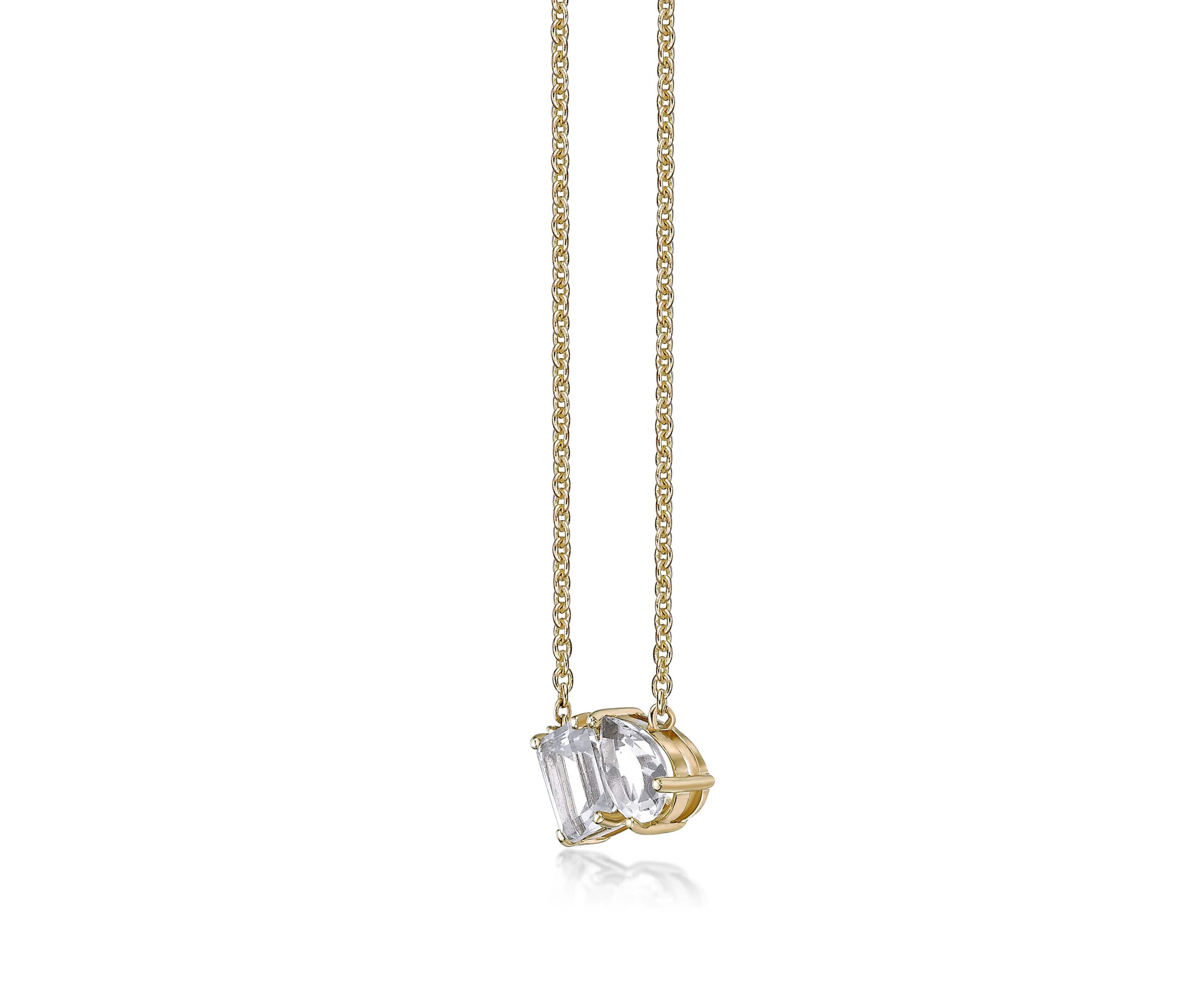 2 1/10 ct. t.w. White Topaz Pendant Necklace in 2 Micron Gold Plated Sterling Silver