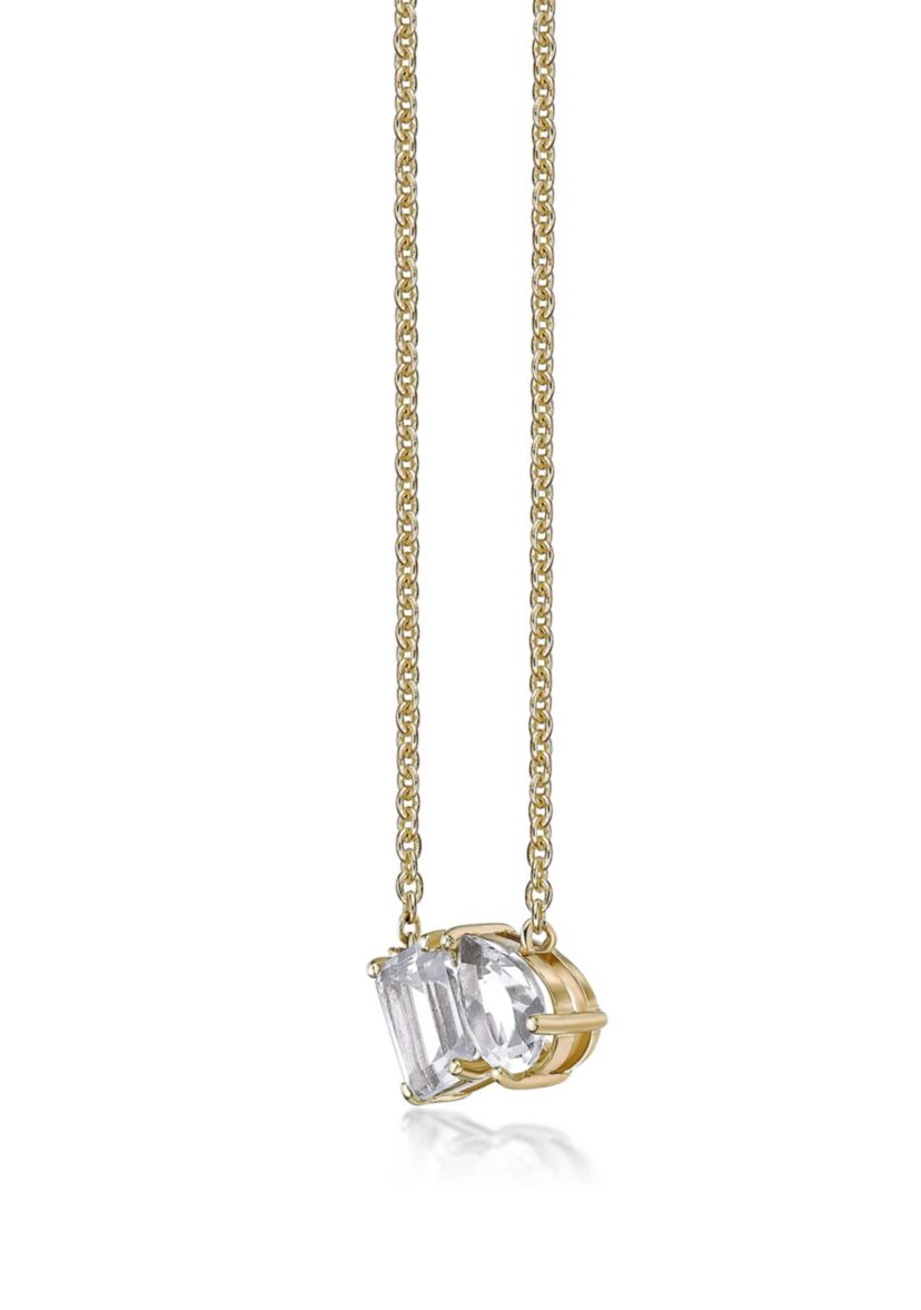2 1/10 ct. t.w. White Topaz Pendant Necklace in 2 Micron Gold Plated Sterling Silver