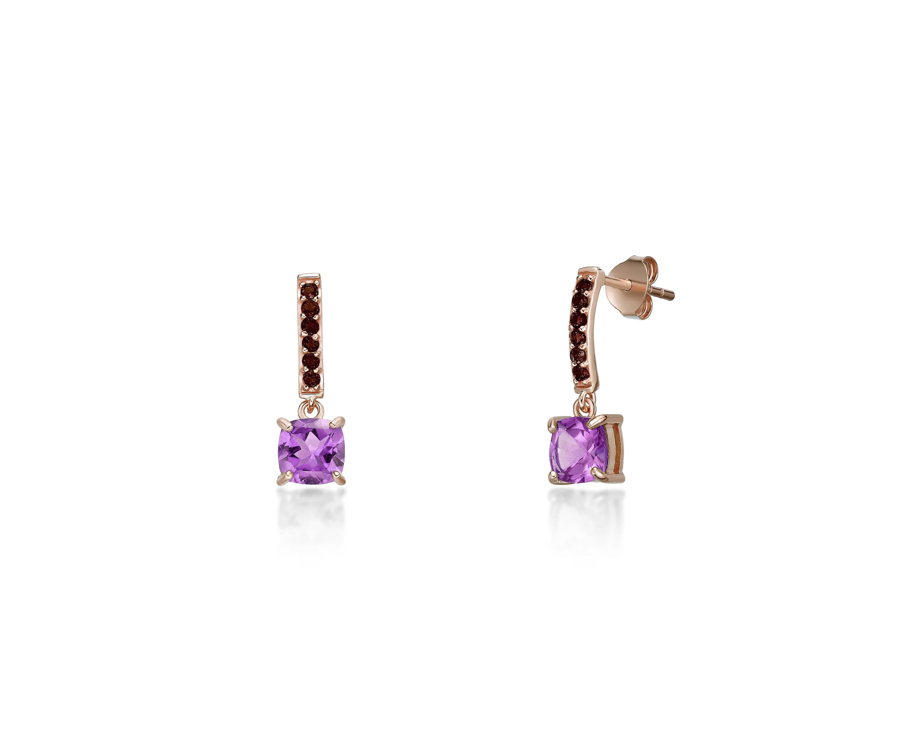 1 7/8 ct. t.w. Amethyst Earrings in 2 Micron Rose Gold Plated Sterling Silver