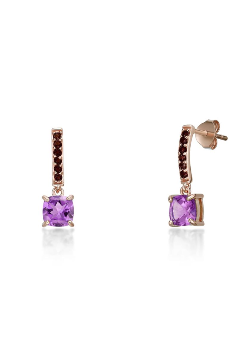 1 7/8 ct. t.w. Amethyst Earrings in 2 Micron Rose Gold Plated Sterling Silver