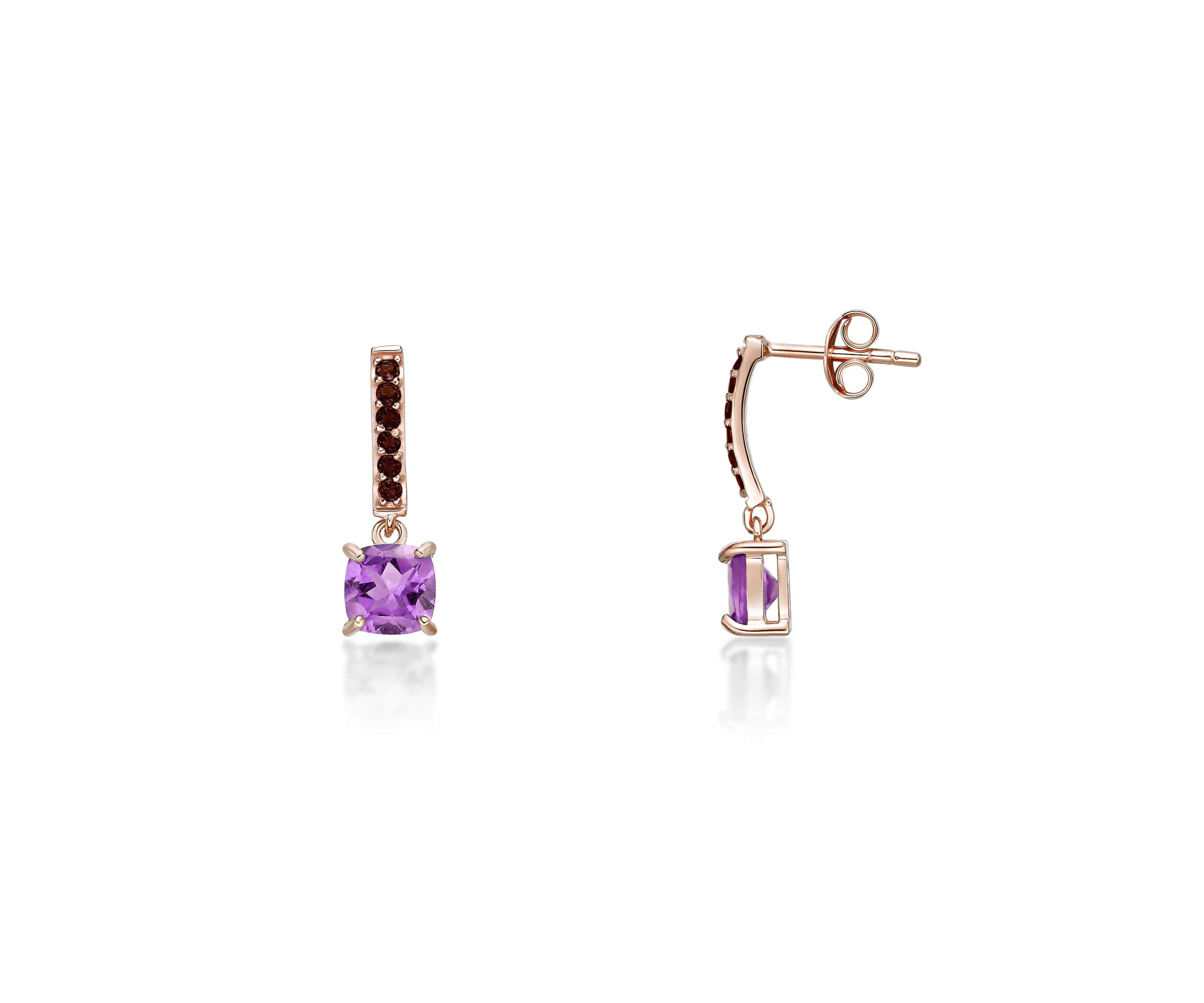 1 7/8 ct. t.w. Amethyst Earrings in 2 Micron Rose Gold Plated Sterling Silver