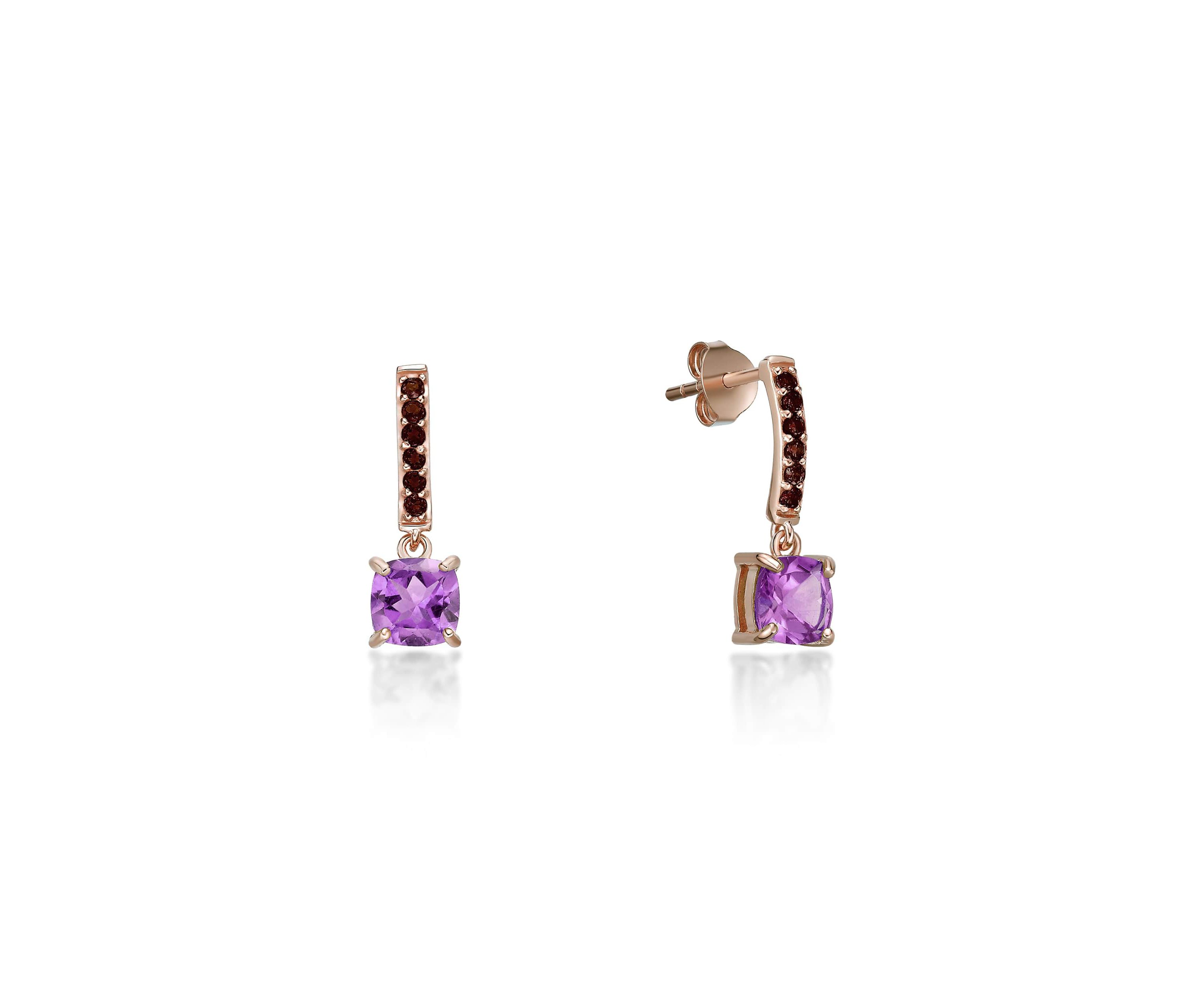 1 7/8 ct. t.w. Amethyst Earrings in 2 Micron Rose Gold Plated Sterling Silver