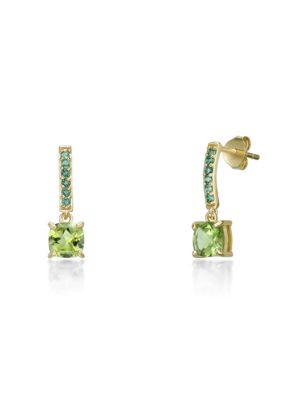 Gemminded 1 7/8 ct. t.w. Peridot and 1/3 ct. t.w. Created Emerald Earrings in 2 Micron Gold Plated Sterling Silver
