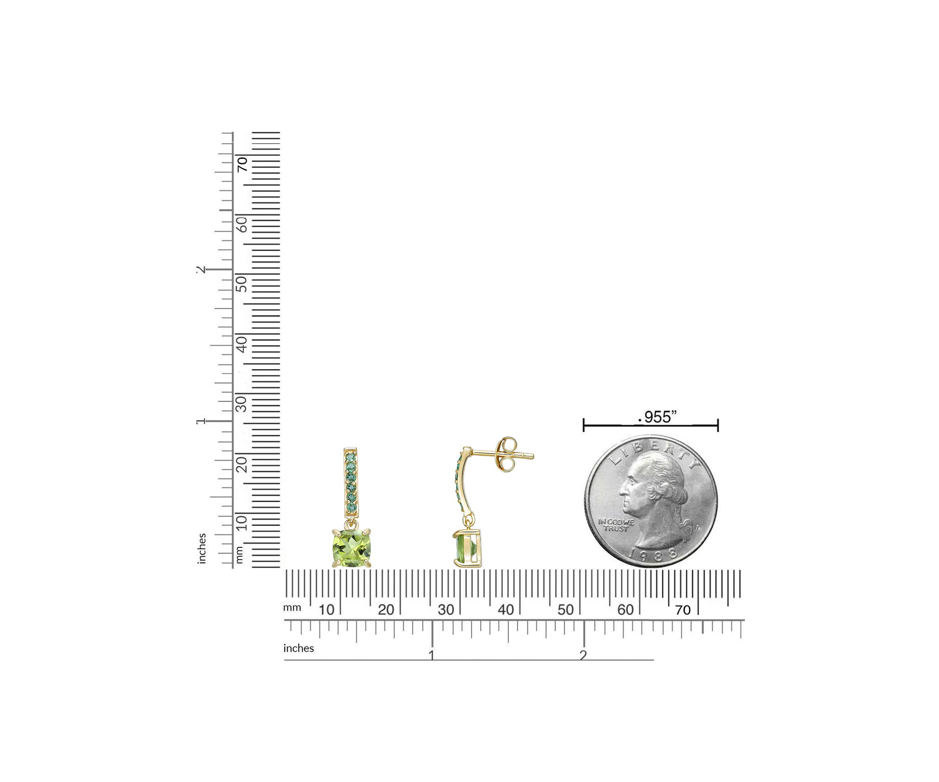 1 7/8 ct. t.w. Peridot and 1/3 ct. t.w. Created Emerald Earrings in 2 Micron Gold Plated Sterling Silver