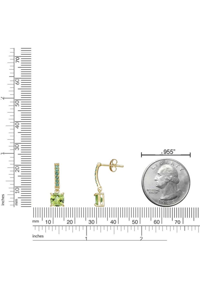 1 7/8 ct. t.w. Peridot and 1/3 ct. t.w. Created Emerald Earrings in 2 Micron Gold Plated Sterling Silver
