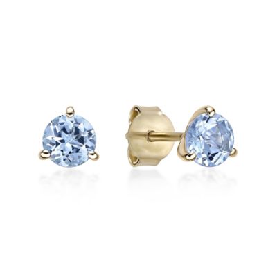 Gemminded Lab Created Women's Round Gemstone Martini Stud Earrings in 10K Yellow Gold