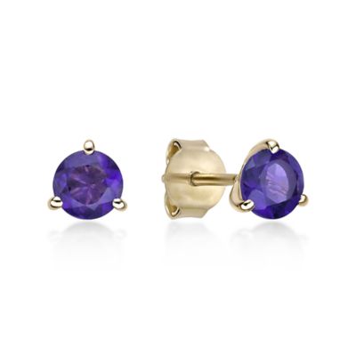 Gemminded Lab Created Women's Round Gemstone Martini Stud Earrings in 10K Yellow Gold
