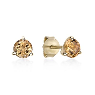 Gemminded Lab Created Women's Round Gemstone Martini Stud Earrings in 10K Yellow Gold