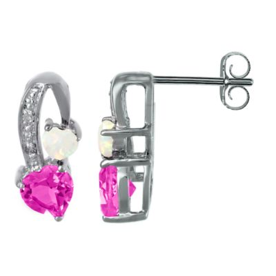 Gemminded Women's Heart Gemstone Earrings in Sterling Silver