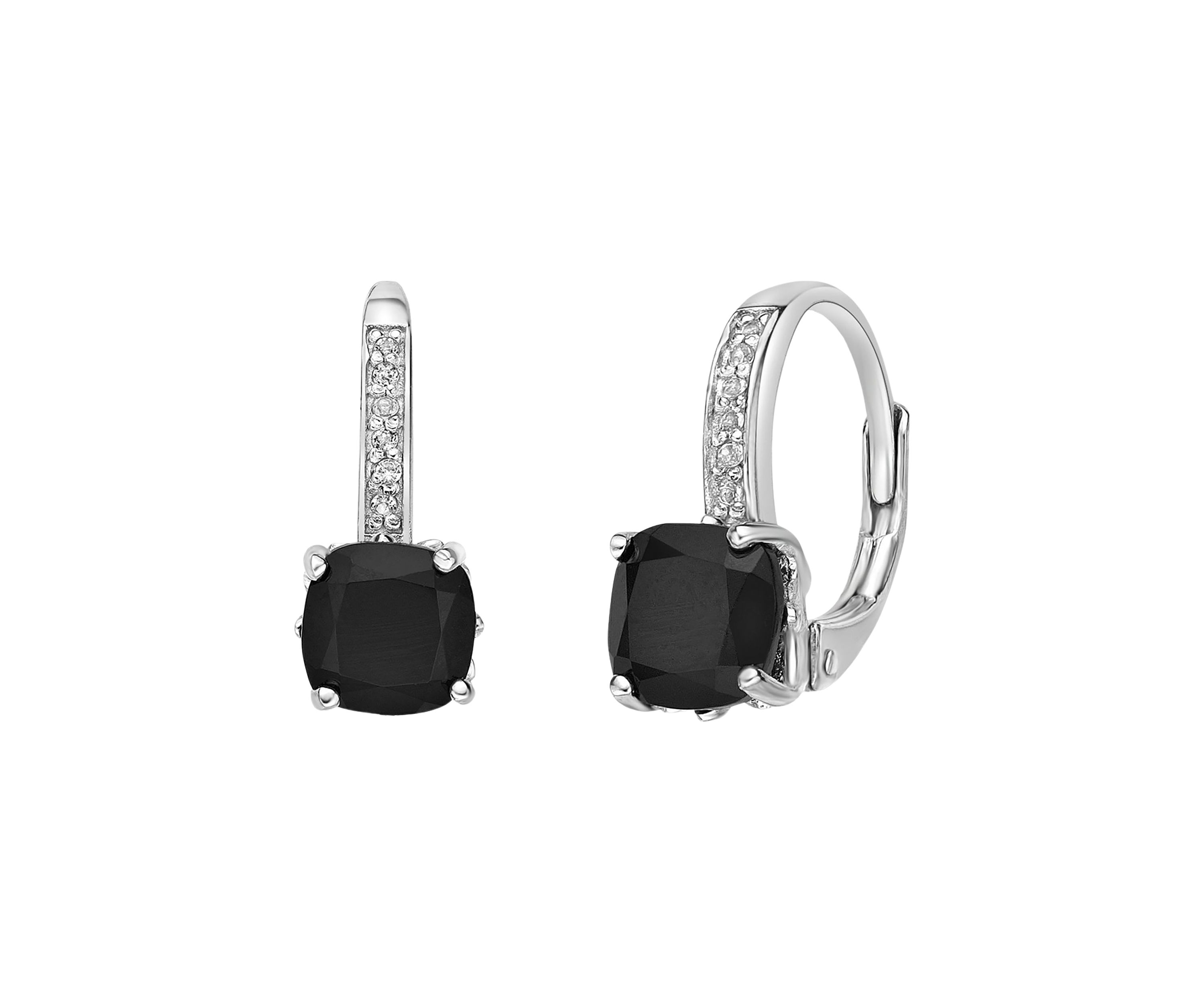 1.6 ct. t.w. Black Onyx and White Topaz Accent Earrings in Sterling Silver
