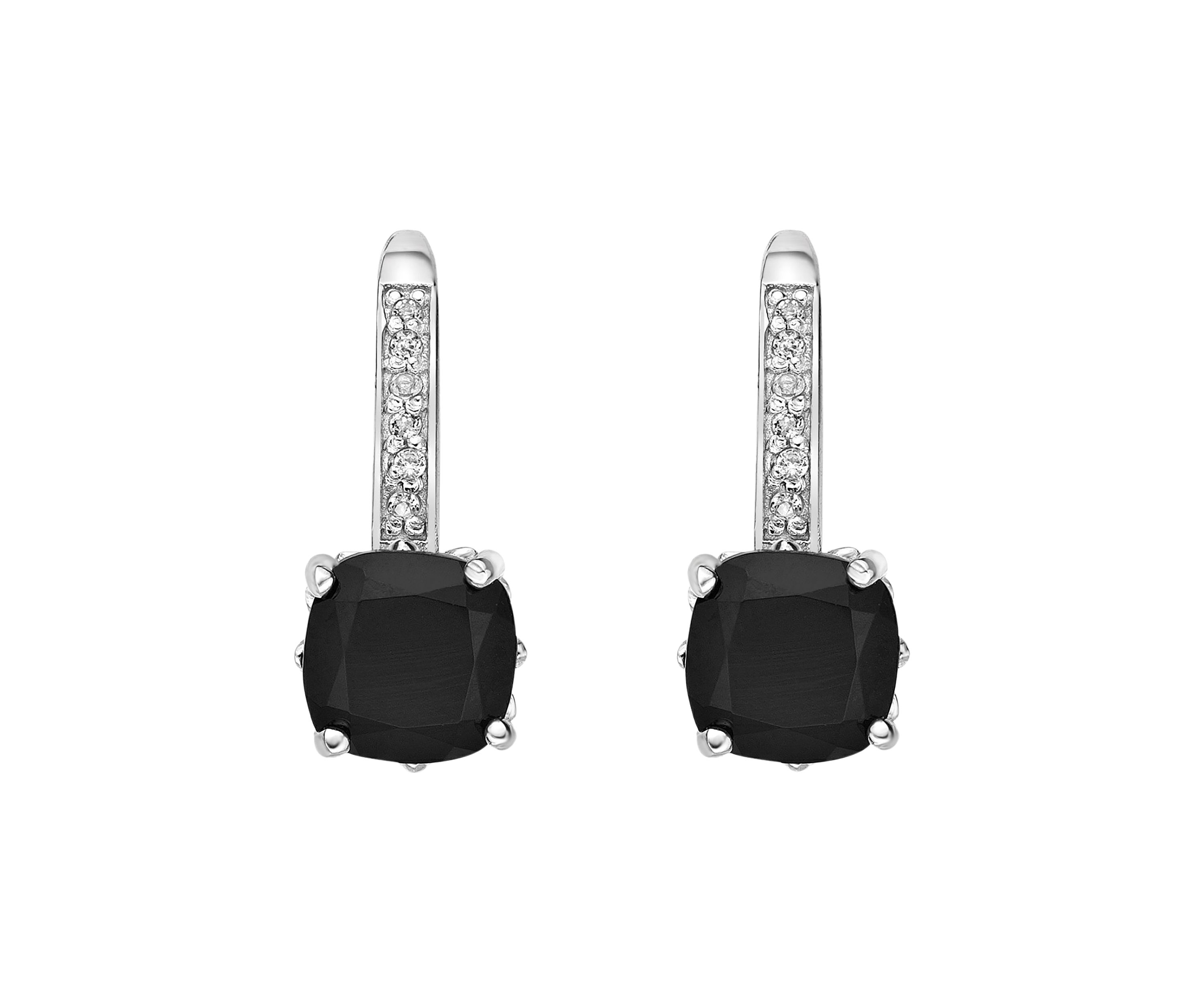1.6 ct. t.w. Black Onyx and White Topaz Accent Earrings in Sterling Silver