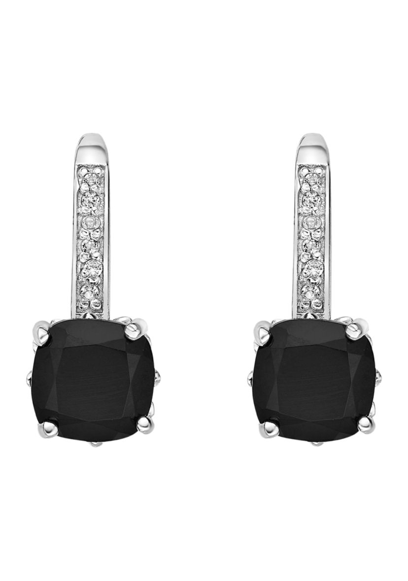 1.6 ct. t.w. Black Onyx and White Topaz Accent Earrings in Sterling Silver