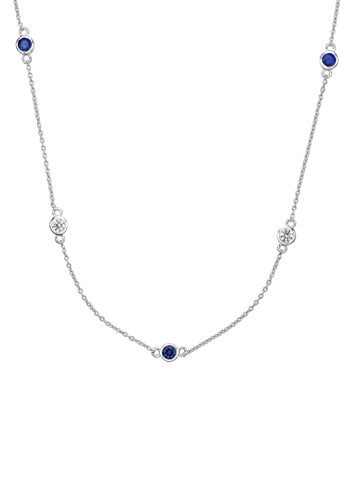 Lab Created 1/2 ct. t.w.Created Sapphire and 1/2 ct. t.w. White Topaz Pendant Necklace in Sterling Silver