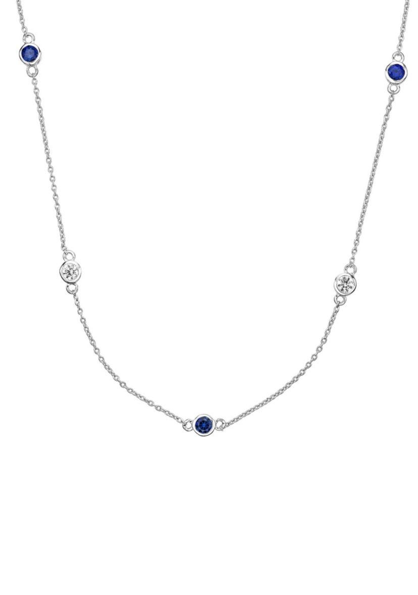 Lab Created 1/2 ct. t.w.Created Sapphire and 1/2 ct. t.w. White Topaz Pendant Necklace in Sterling Silver
