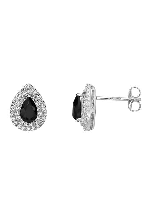 7/8 ct. t.w. Black Onyx and 3/4 ct. t.w. White Topaz Earrings in Sterling Silver