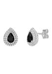 7/8 ct. t.w. Black Onyx and 3/4 ct. t.w. White Topaz Earrings in Sterling Silver
