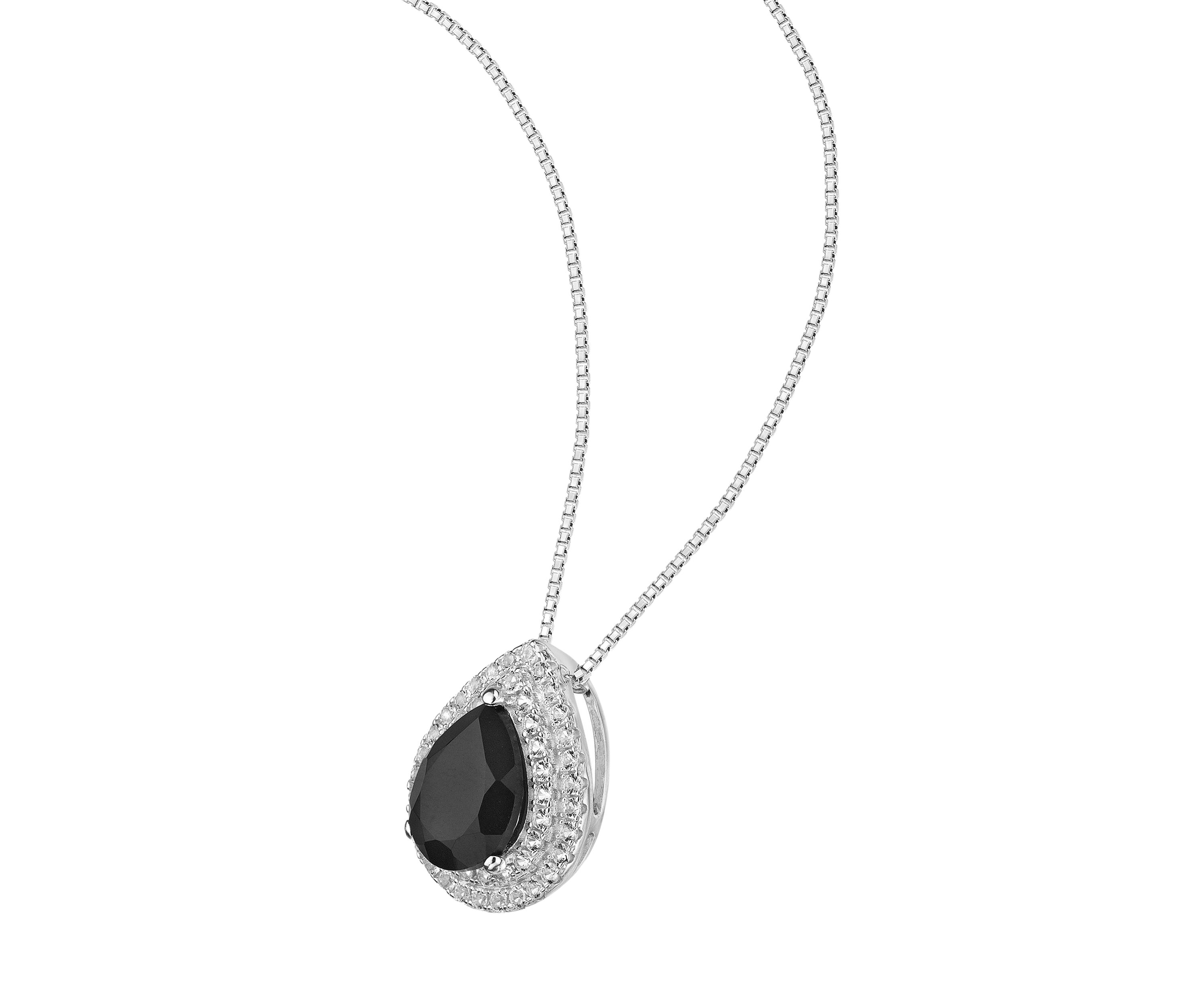 1 ct. t.w. Black Onyx and 1/2 ct. t.w. White Topaz Pendant Necklace in Sterling Silver