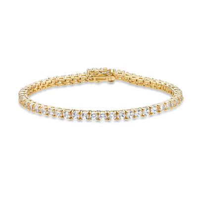 Gemminded Lab Created 10 1/2 ct. t.w. White Sapphire Bracelet in Gold Plated Silver, Yellow, 7.5 in