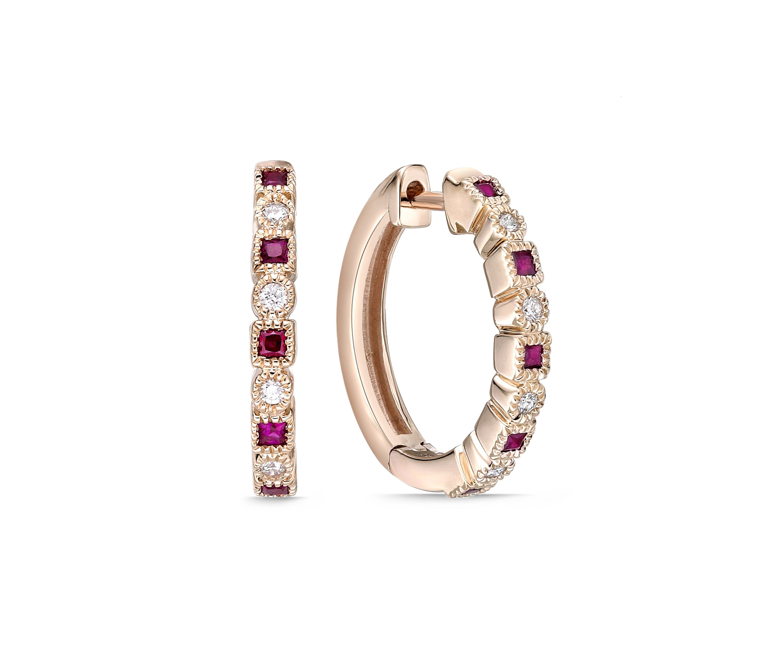 1/5 ct. t.w. Ruby and Diamond Accent Earrings in 10K Rose Gold