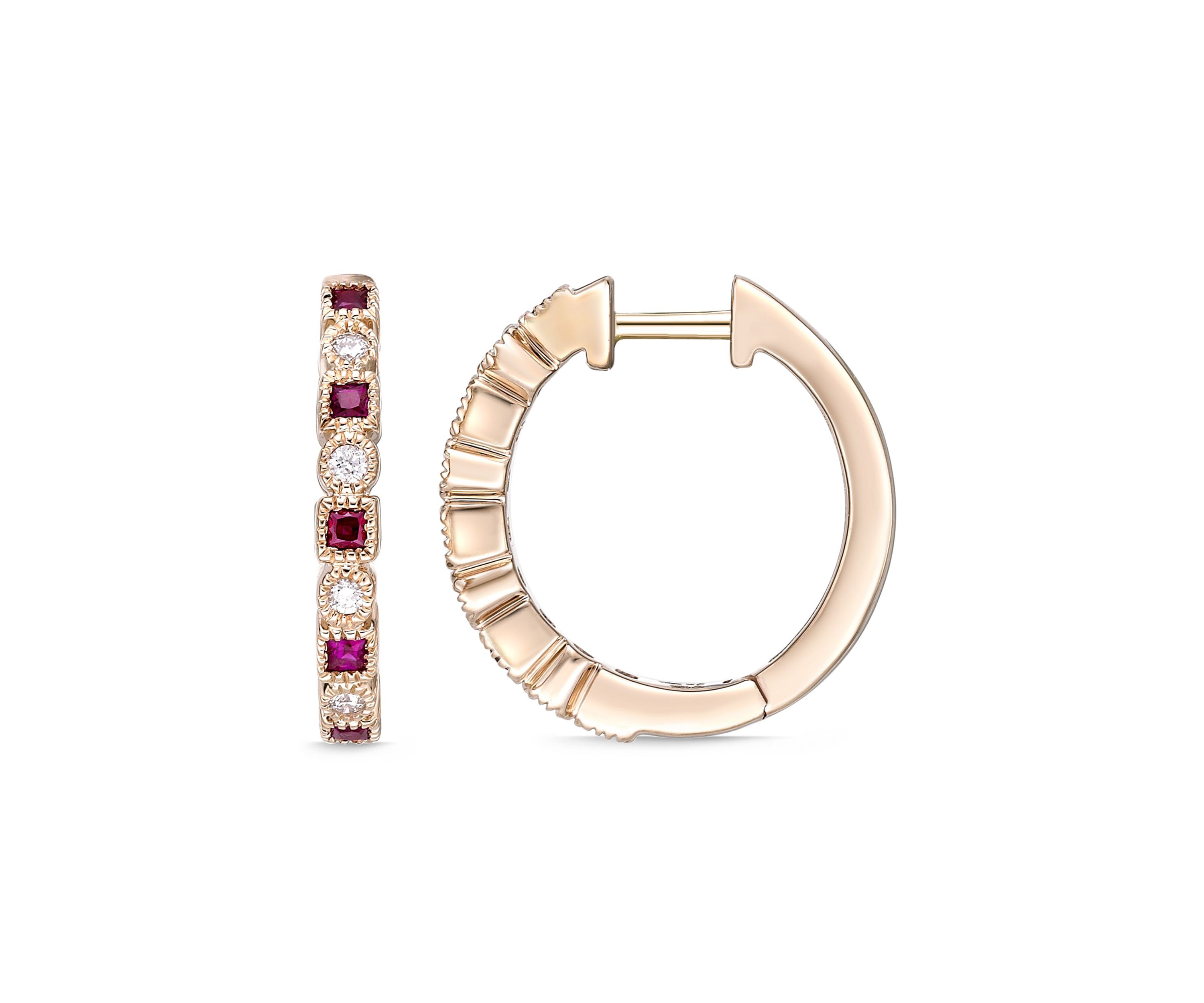 1/5 ct. t.w. Ruby and Diamond Accent Earrings in 10K Rose Gold