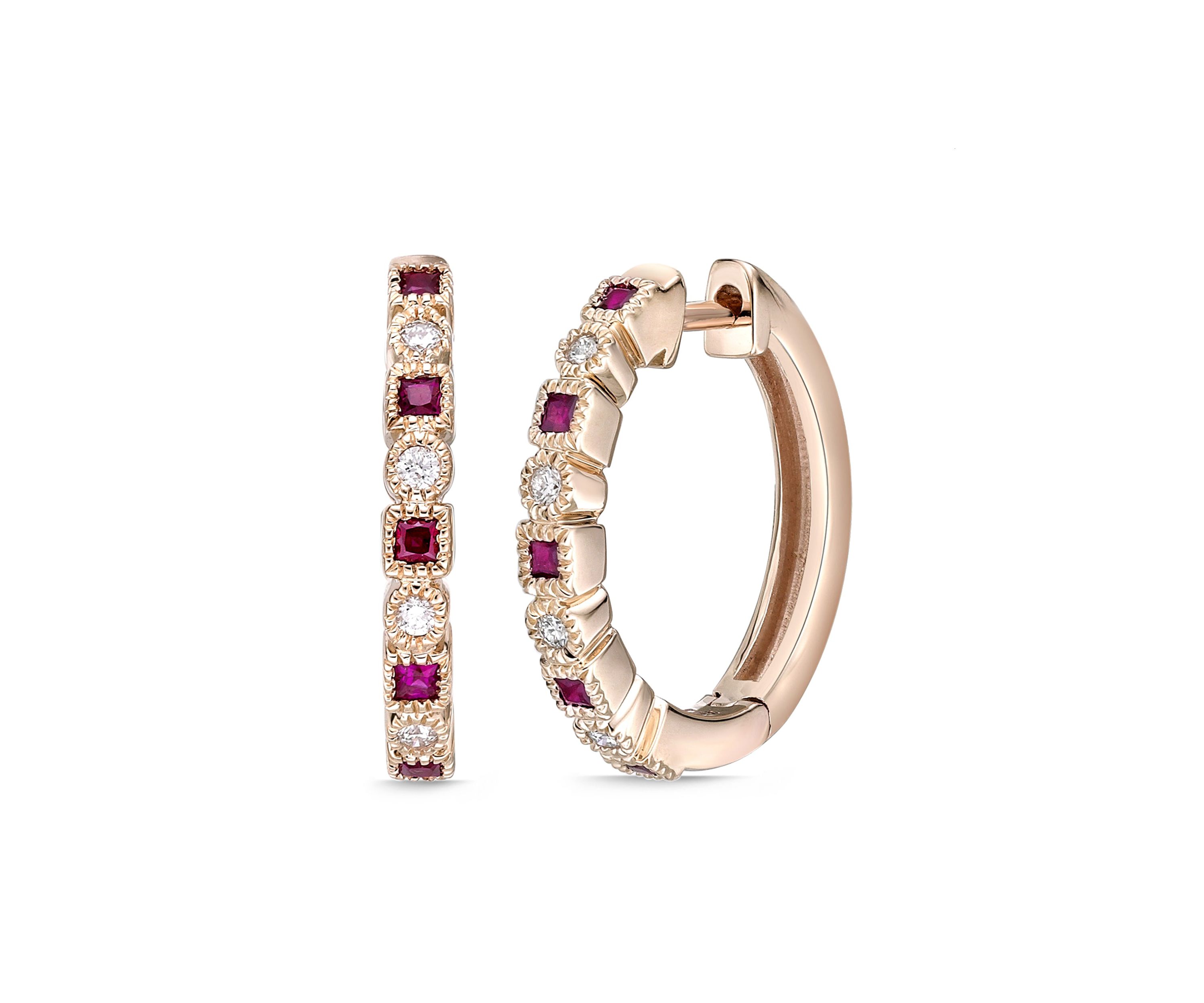1/5 ct. t.w. Ruby and Diamond Accent Earrings in 10K Rose Gold