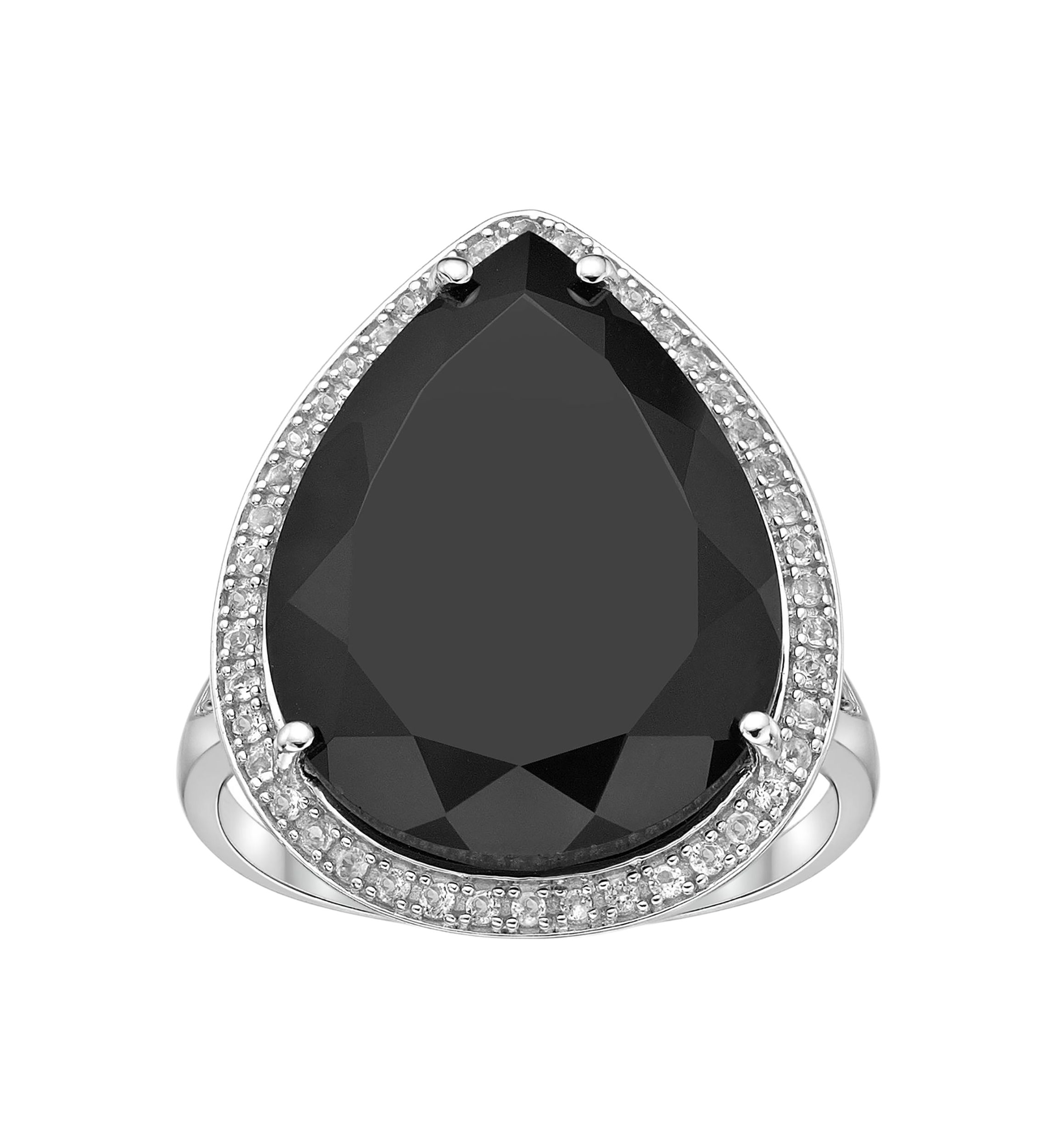 15 ct t.w. Black Onyx and 1/5 ct. t.w. White Topaz Ring in Sterling Silver