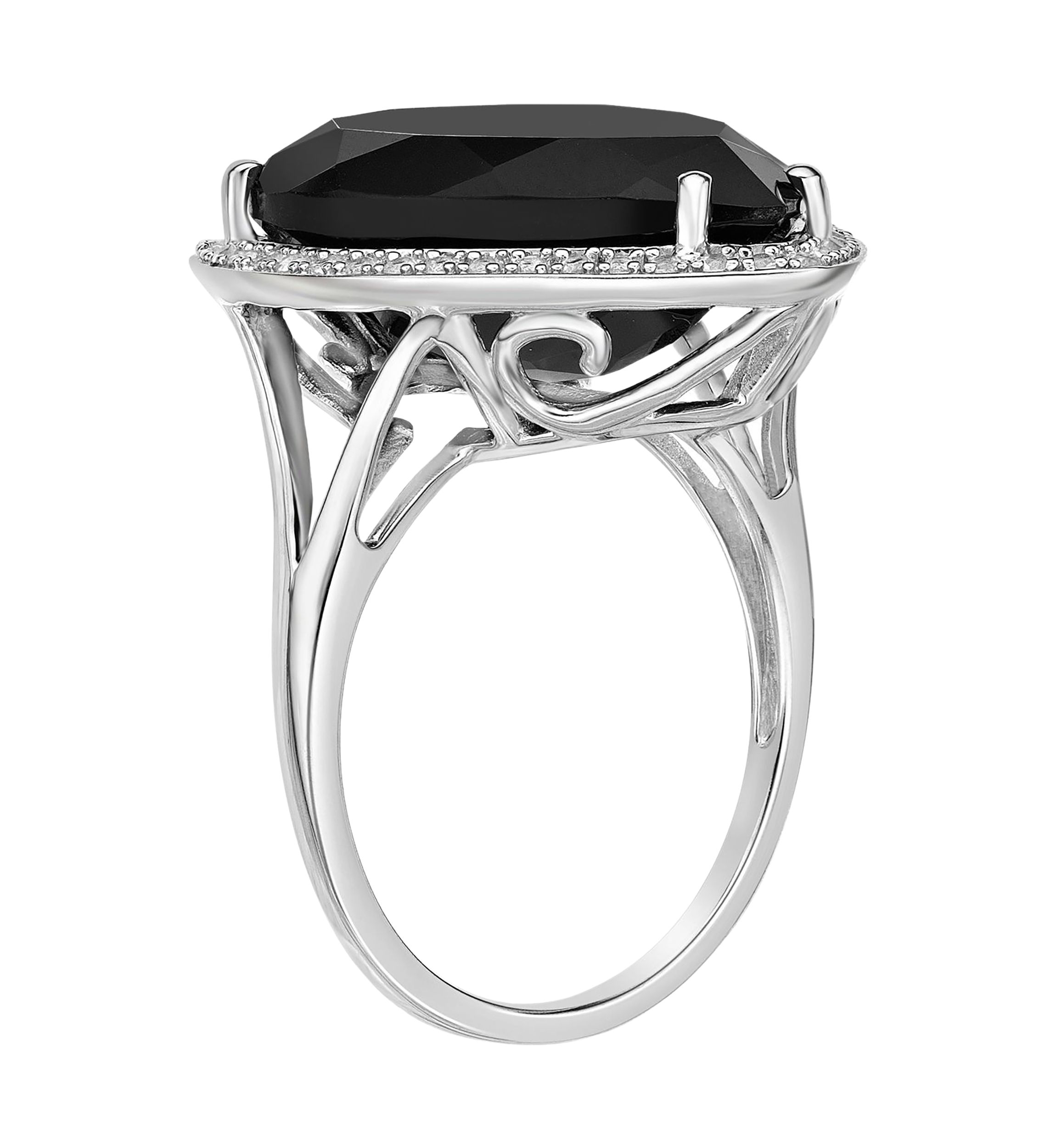 15 ct t.w. Black Onyx and 1/5 ct. t.w. White Topaz Ring in Sterling Silver